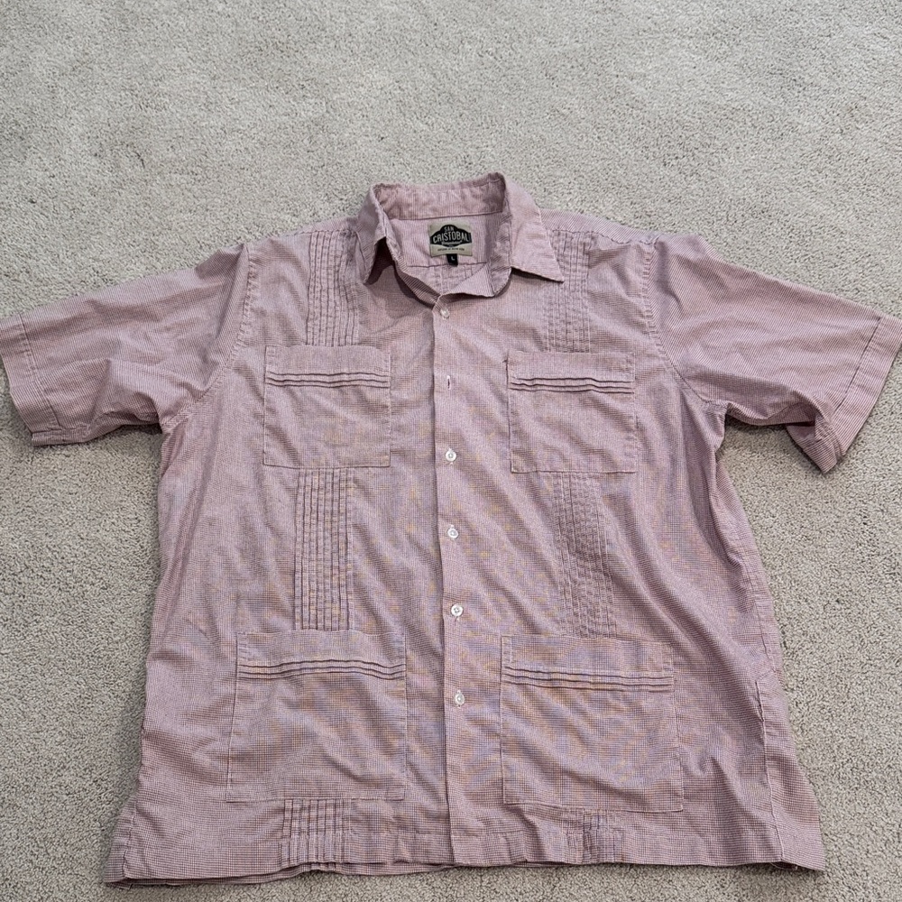 San Cristobal Classic Guayabera in Maroon